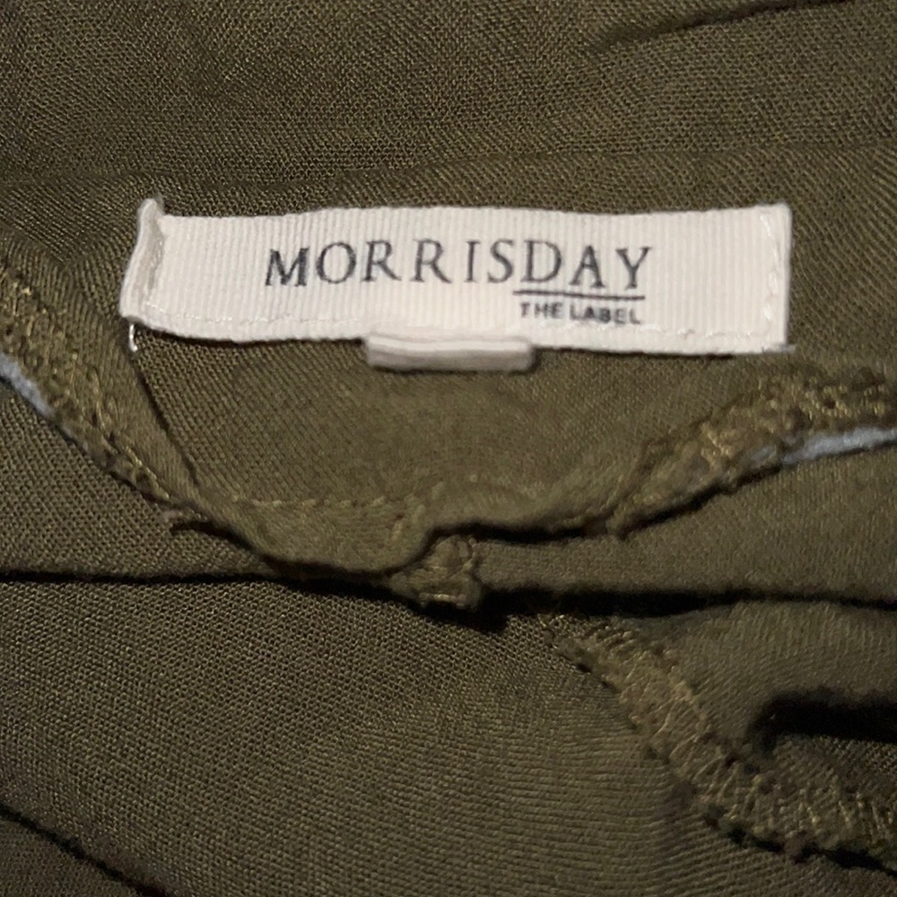 Morrisday olive green button  down Crop Top Sz L